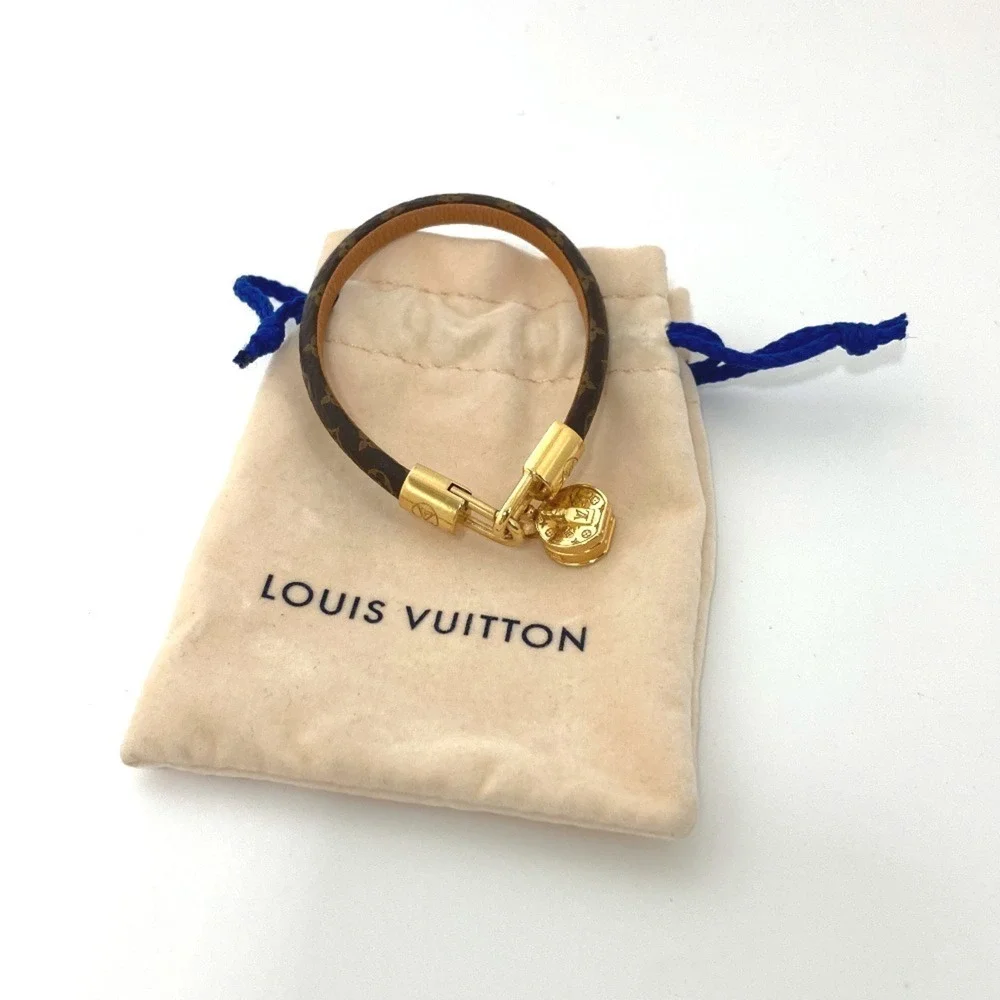 LOUIS VUITTON Brown Monogram Canvas Charm Bracelet